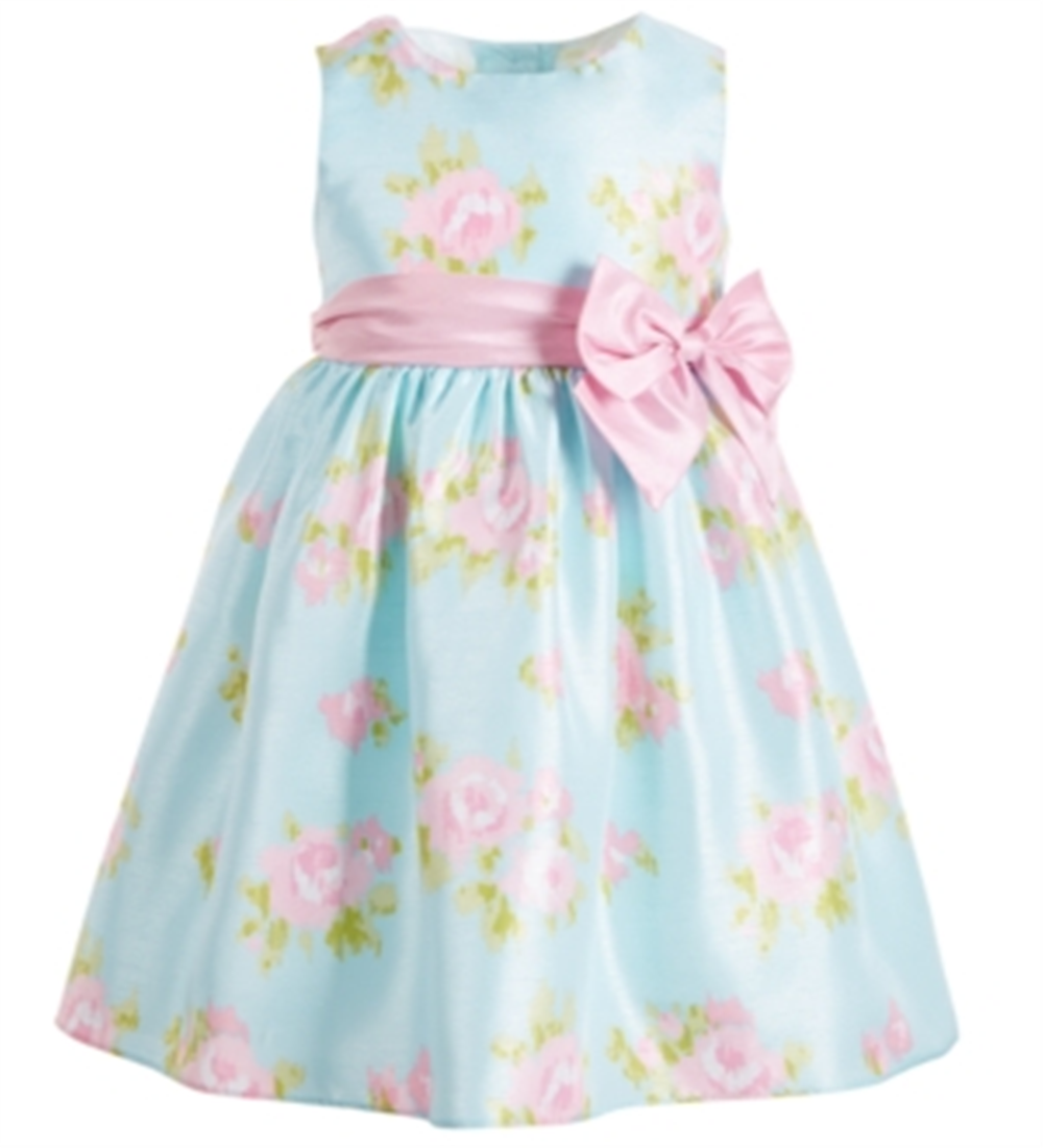 Good Lad Toddler Girl's Floral Shantung Dress Blue Size 4