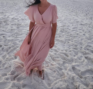 Bluivy - Flowy Wrap Tiered Maxi Dress