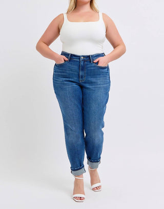 Judy Blue - Plus Mid-rise Boyfriend Jeans With Cuff