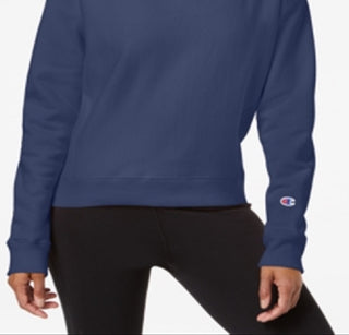 Champion Women's Essential Fleece Sweatshirt Blue Size Medium