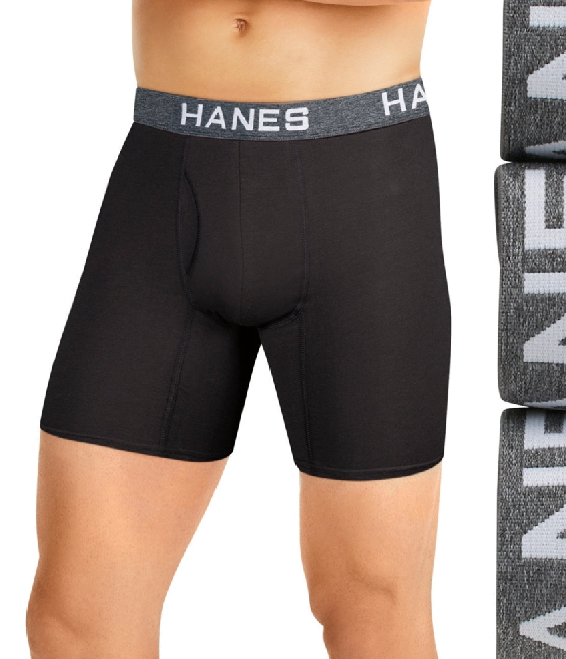 Hanes Men's Ultimate Comfortflex Fit 4 Pk Moisture Wicking Stretch Boxer Briefs Black Size Medium