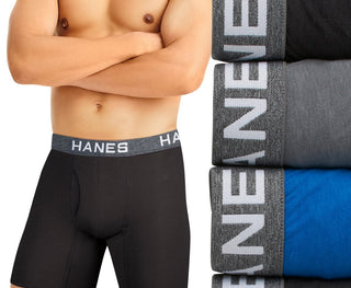 Hanes Men's Ultimate Comfortflex Fit 4 Pk Moisture Wicking Stretch Boxer Briefs Black Size Medium