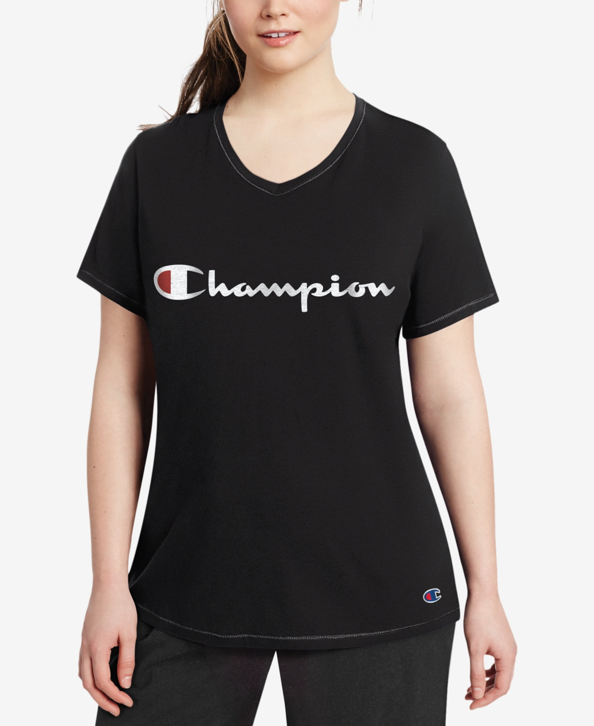Champion Women's Logo T-Shirt Black Size 4X