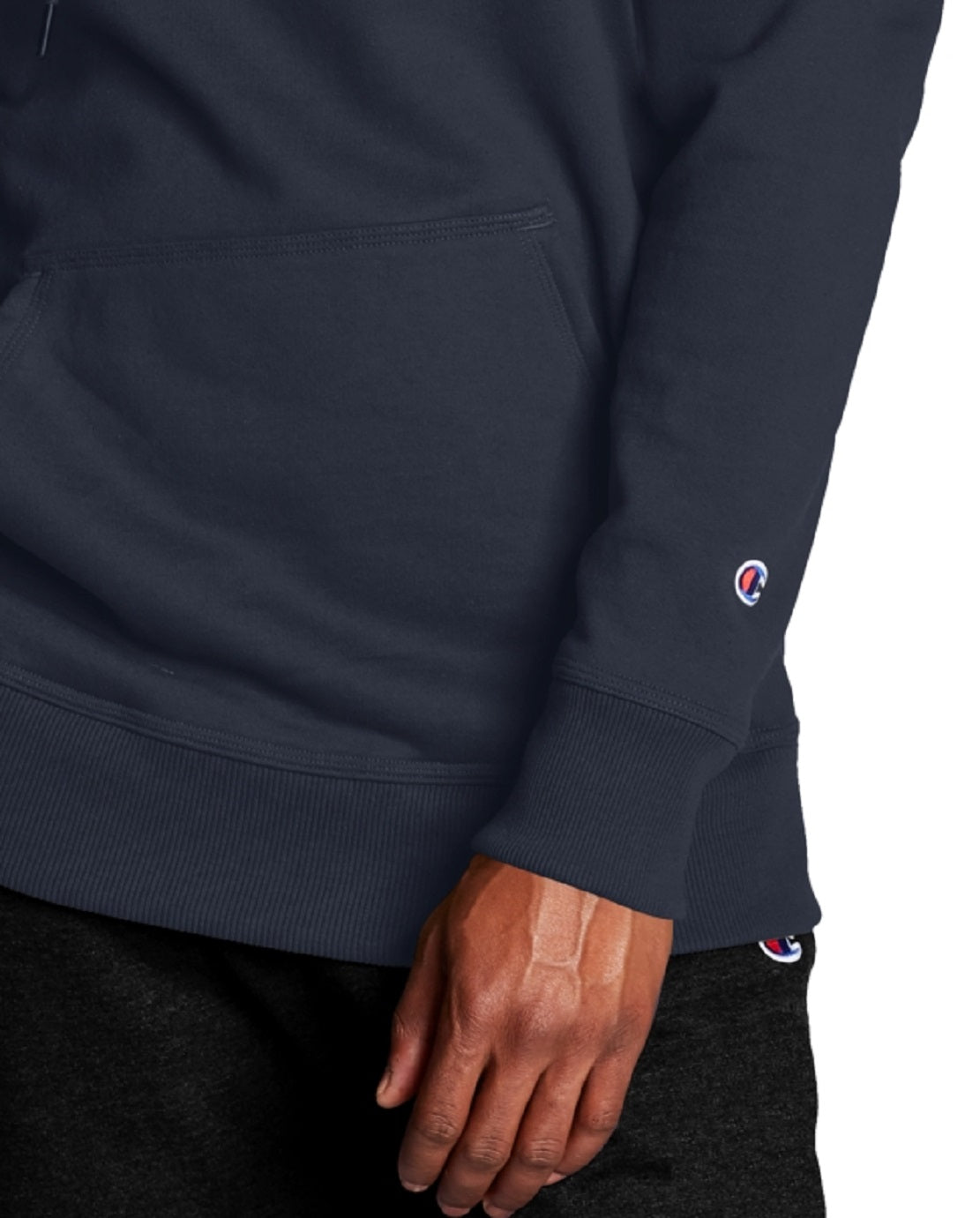 Champion Men's Script Logo Powerblend Hoodie Blue Size Large