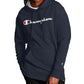 Champion Men's Script Logo Powerblend Hoodie Blue Size Large
