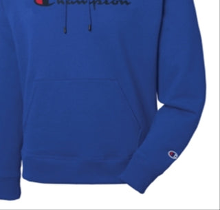Champion Men's Script Logo Powerblend Hoodie Blue Size Small