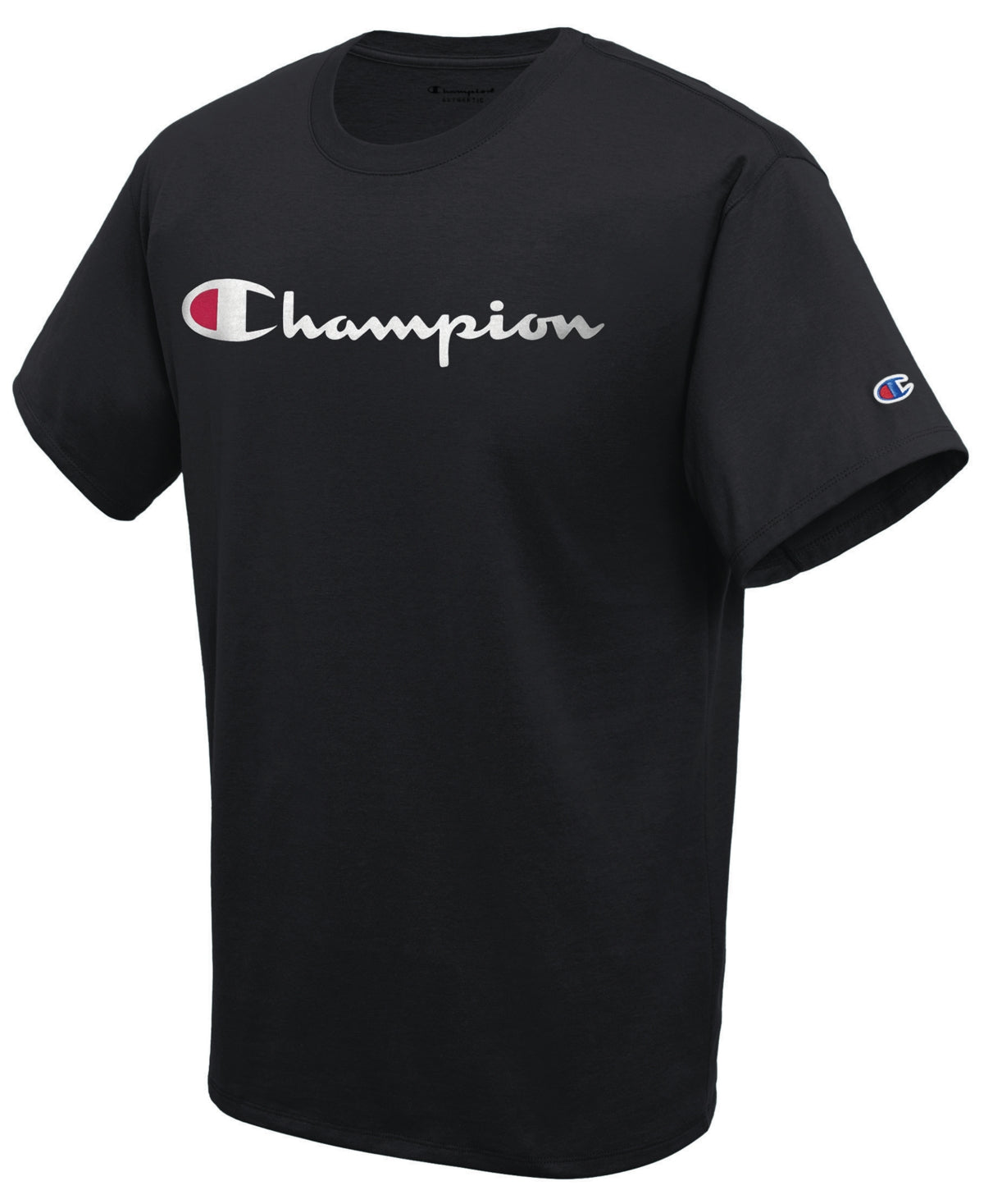 Champion Men's Script Logo T-Shirt Black Size Large