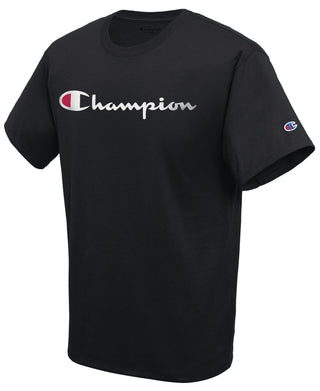 Champion Men's Script Logo T-Shirt Black Size Large