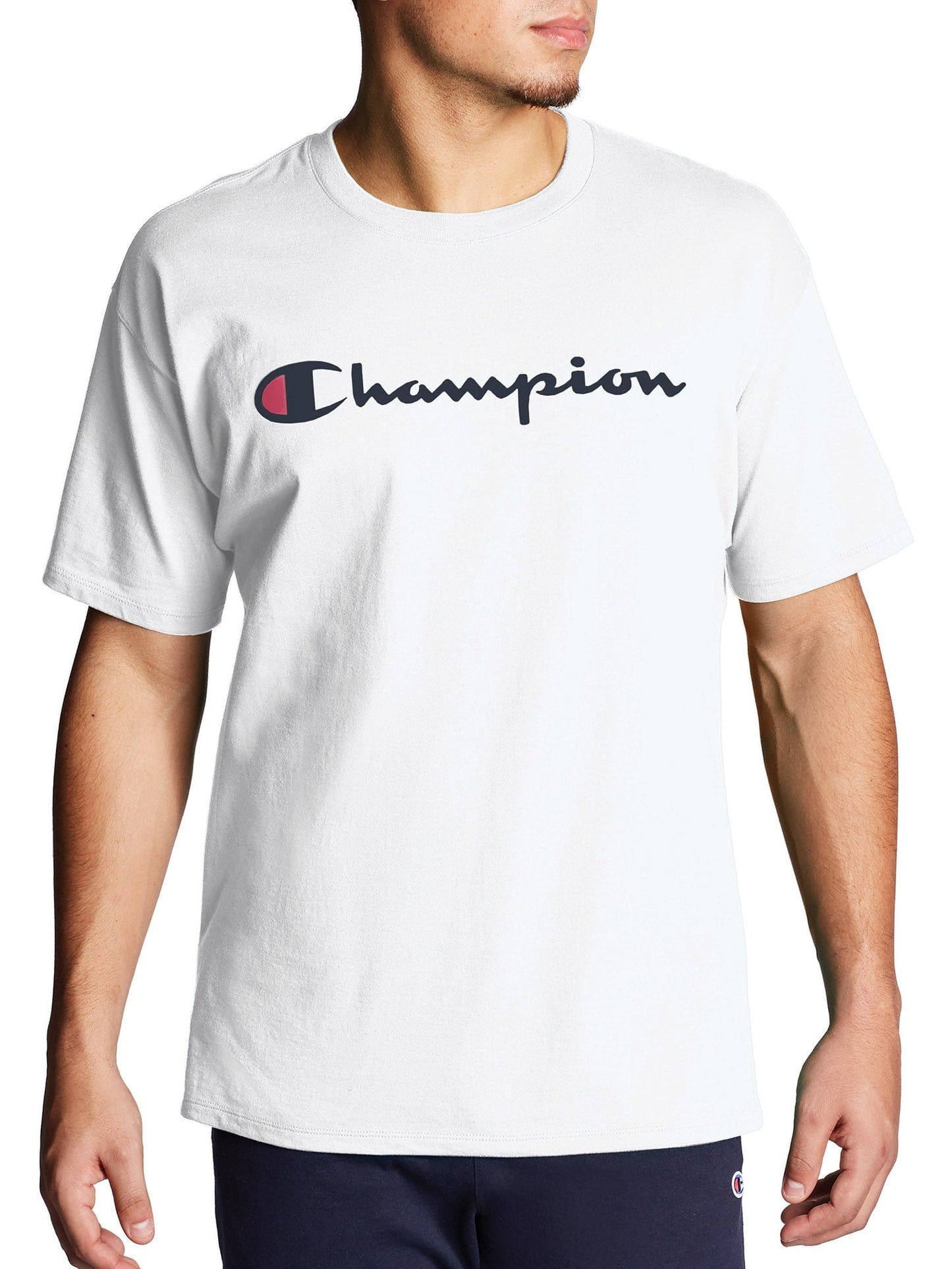 Champion Men's Script Logo T-Shirt White Size Large