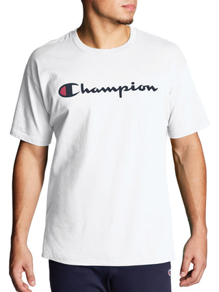 Champion Men's Script Logo T-Shirt White Size Large
