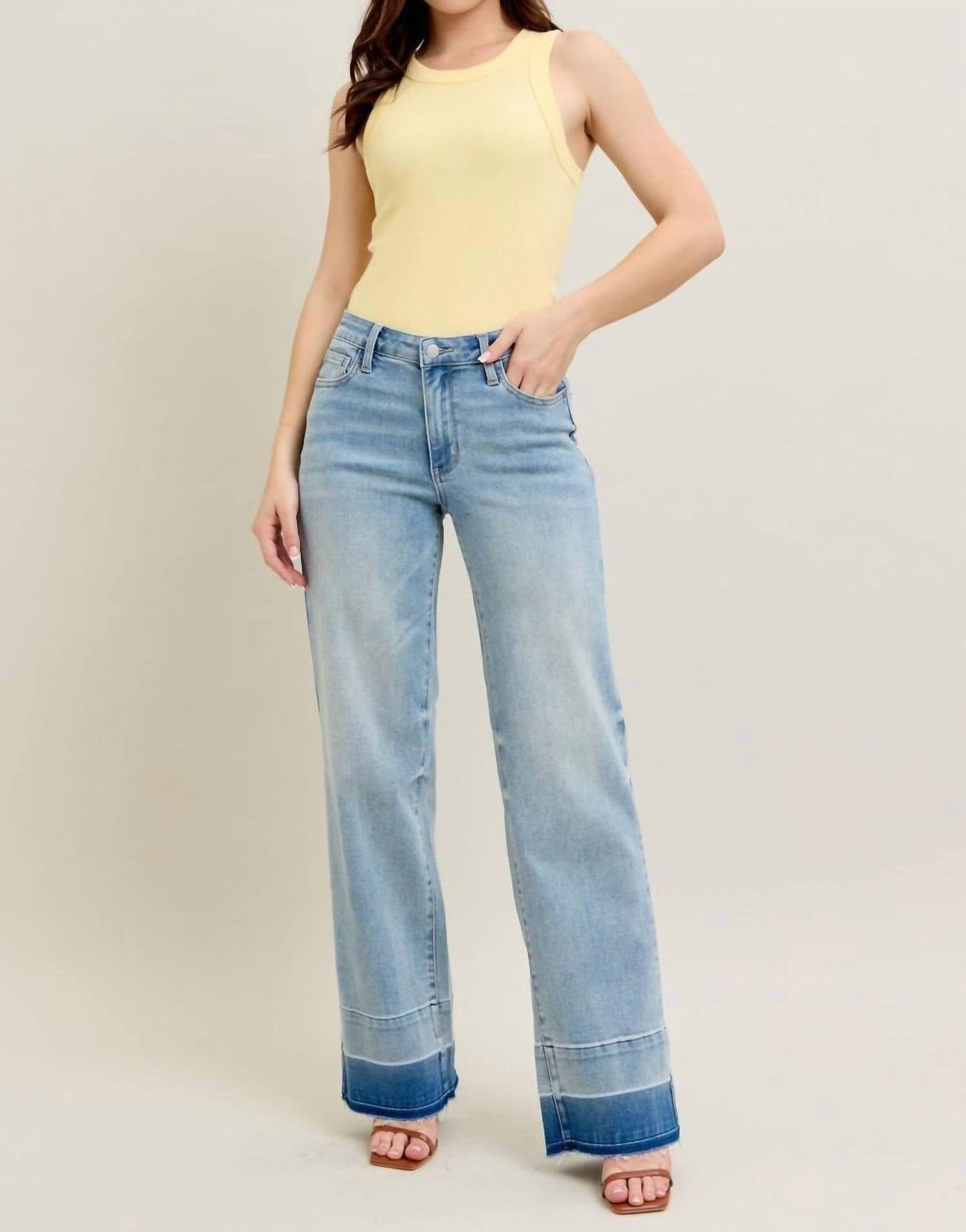 Judy Blue - Release Hem Wide Leg Jeans