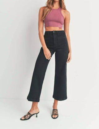 Just Black Denim - High Rise Patch Pocket Wide Leg Jeans