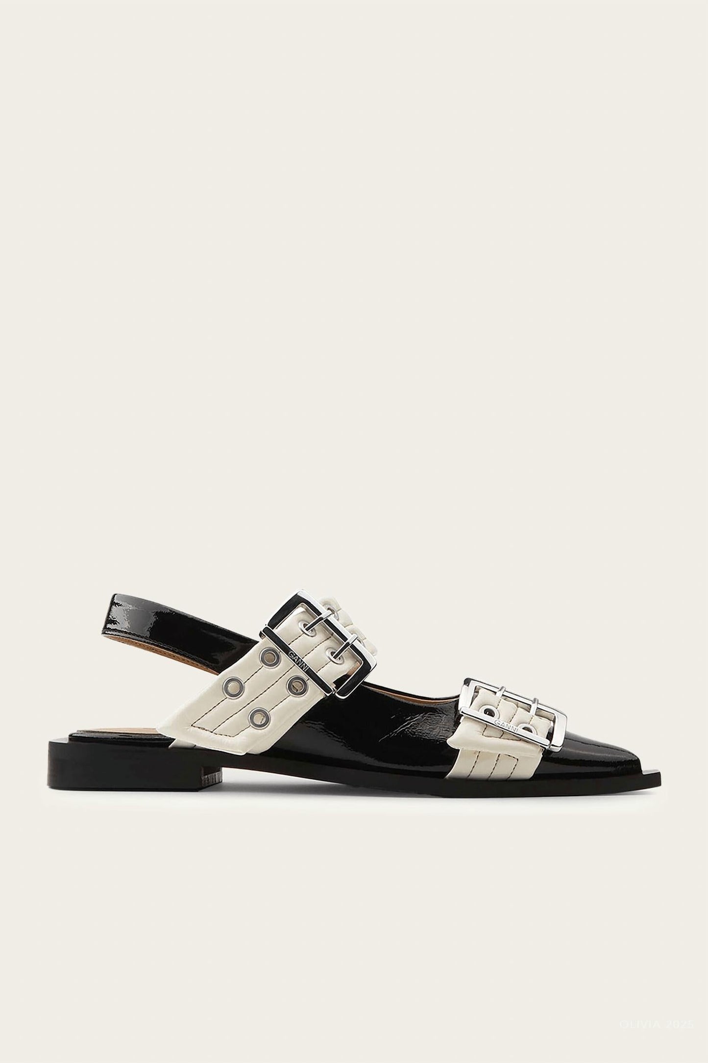 Ganni - Women's Feminine Buckle Ballerina Naplack Sandal