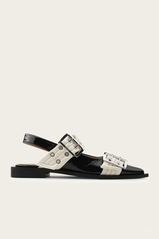 Ganni - Women's Feminine Buckle Ballerina Naplack Sandal