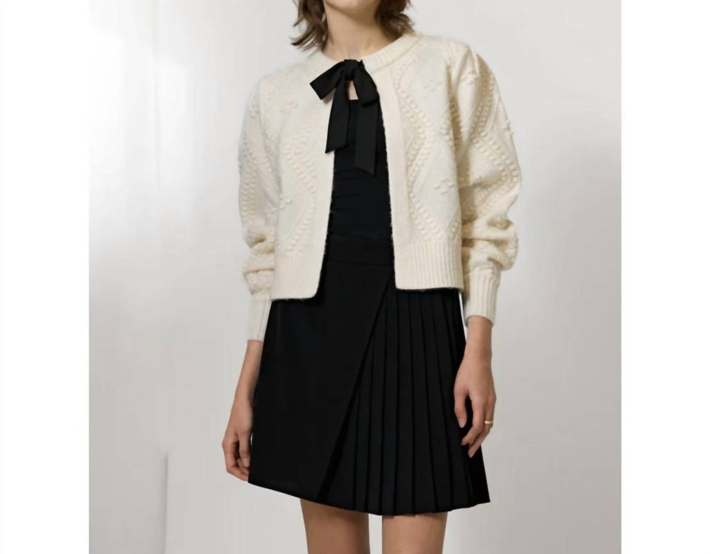 French Connection - Kitty Bobble Bow Cardigan