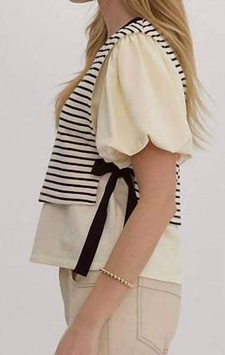 Entro - Side Tie Striped Top