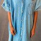 Kentce Fashion - Button Down Denim Shirt Mini Dress