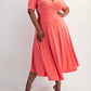 The Curve La - Plus Size Knit Surplice Midi Dress With Full Skirt