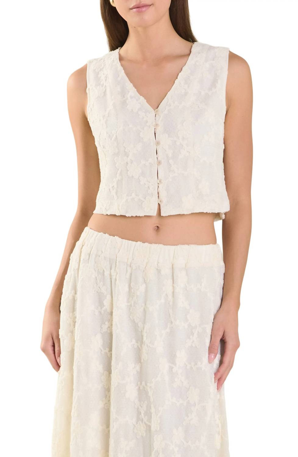 2.7 August Apparel - Floral Lace Vest