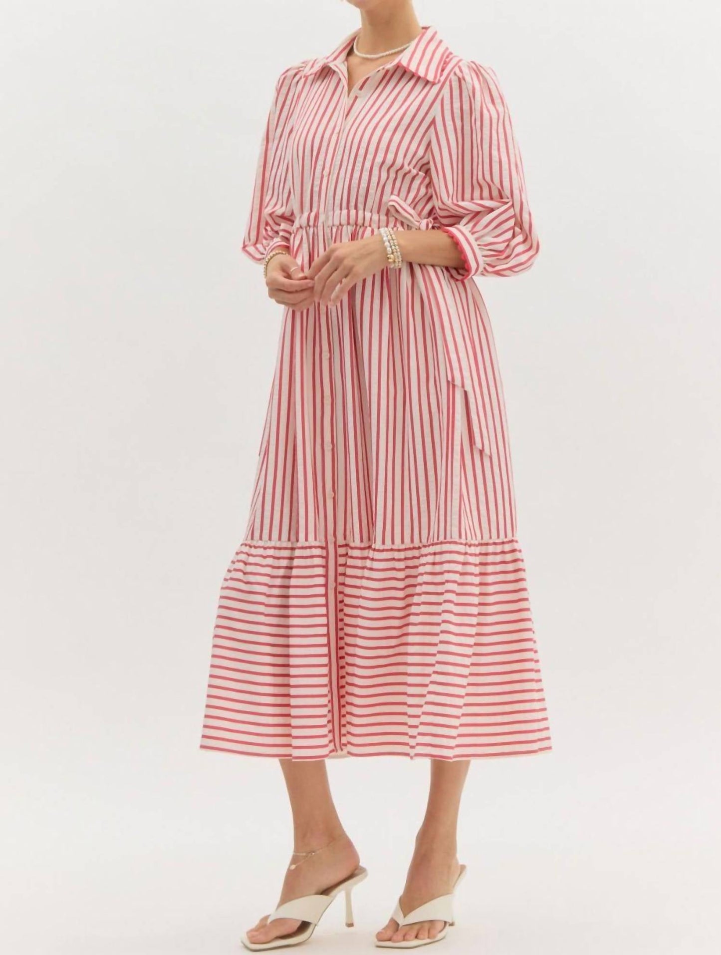 Entro - Fallon Striped Midi Dress