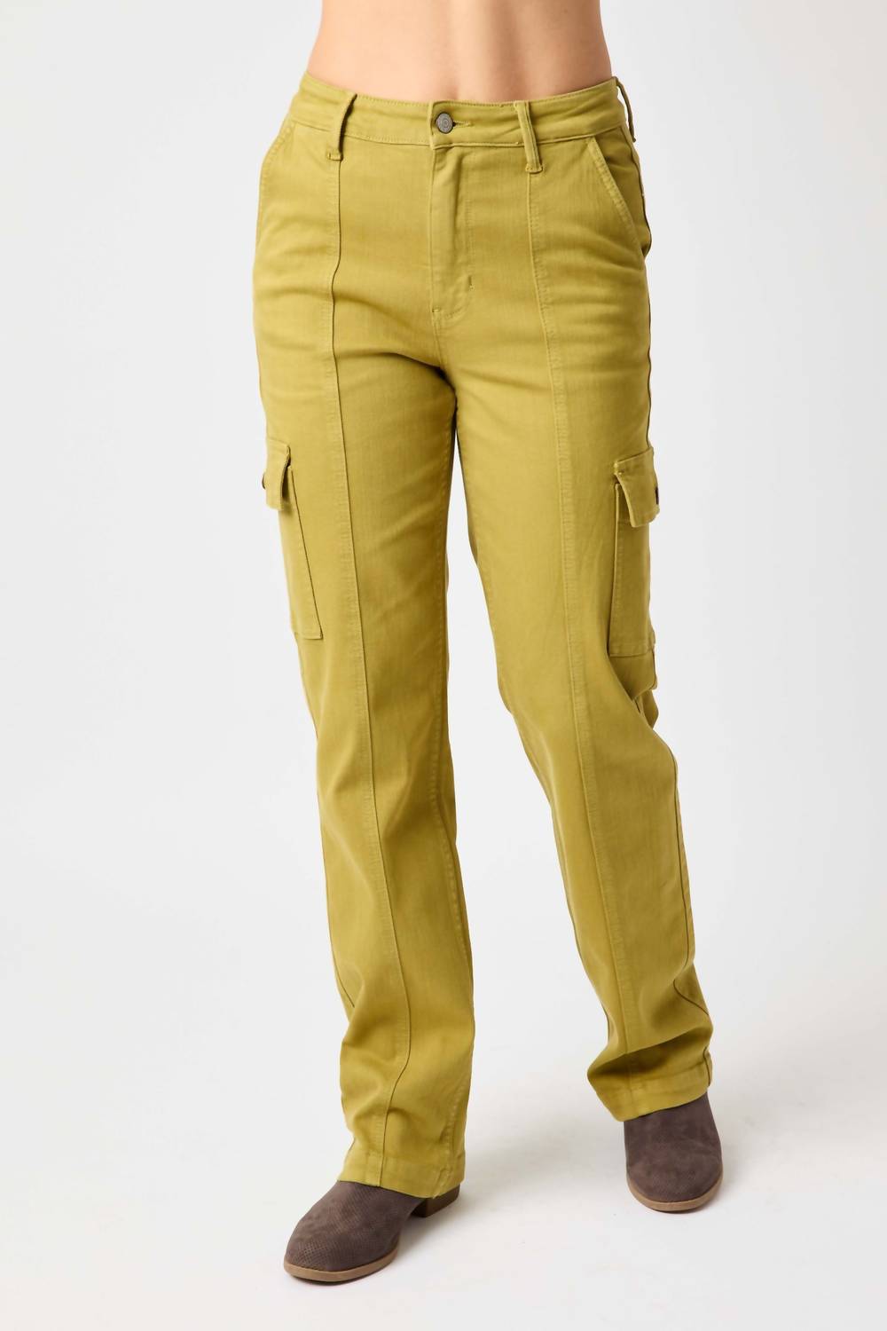 Judy Blue - High Waisted Garment Dyed Straight Cargo Pants