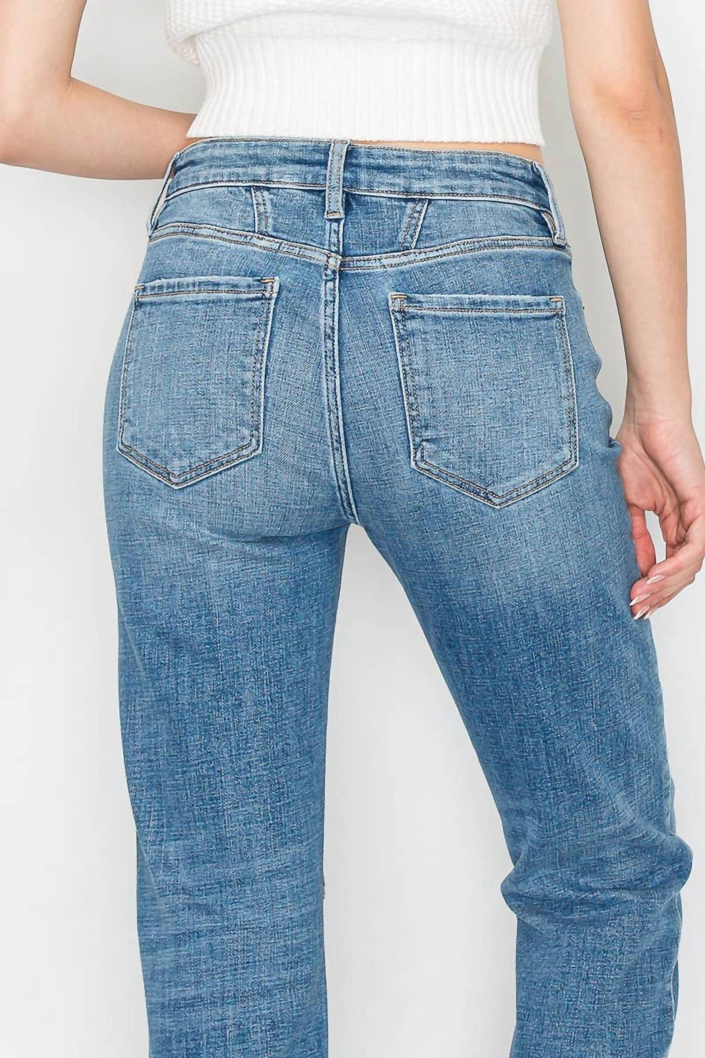 Artemis Vintage - Western Detailed High Rise Straight Jeans
