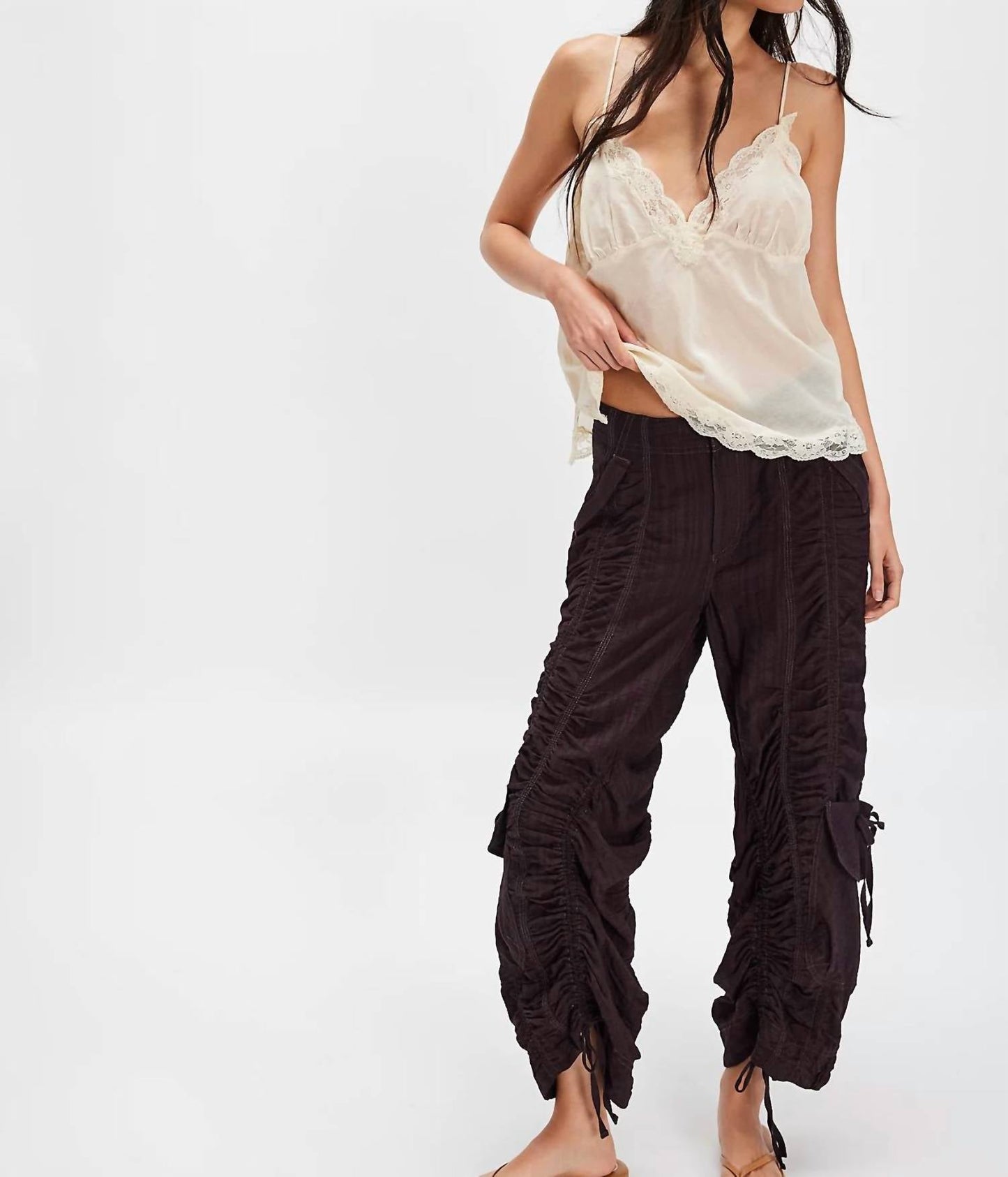 Free People - Scorpio Shirred Mid-Rise Cargo Pants