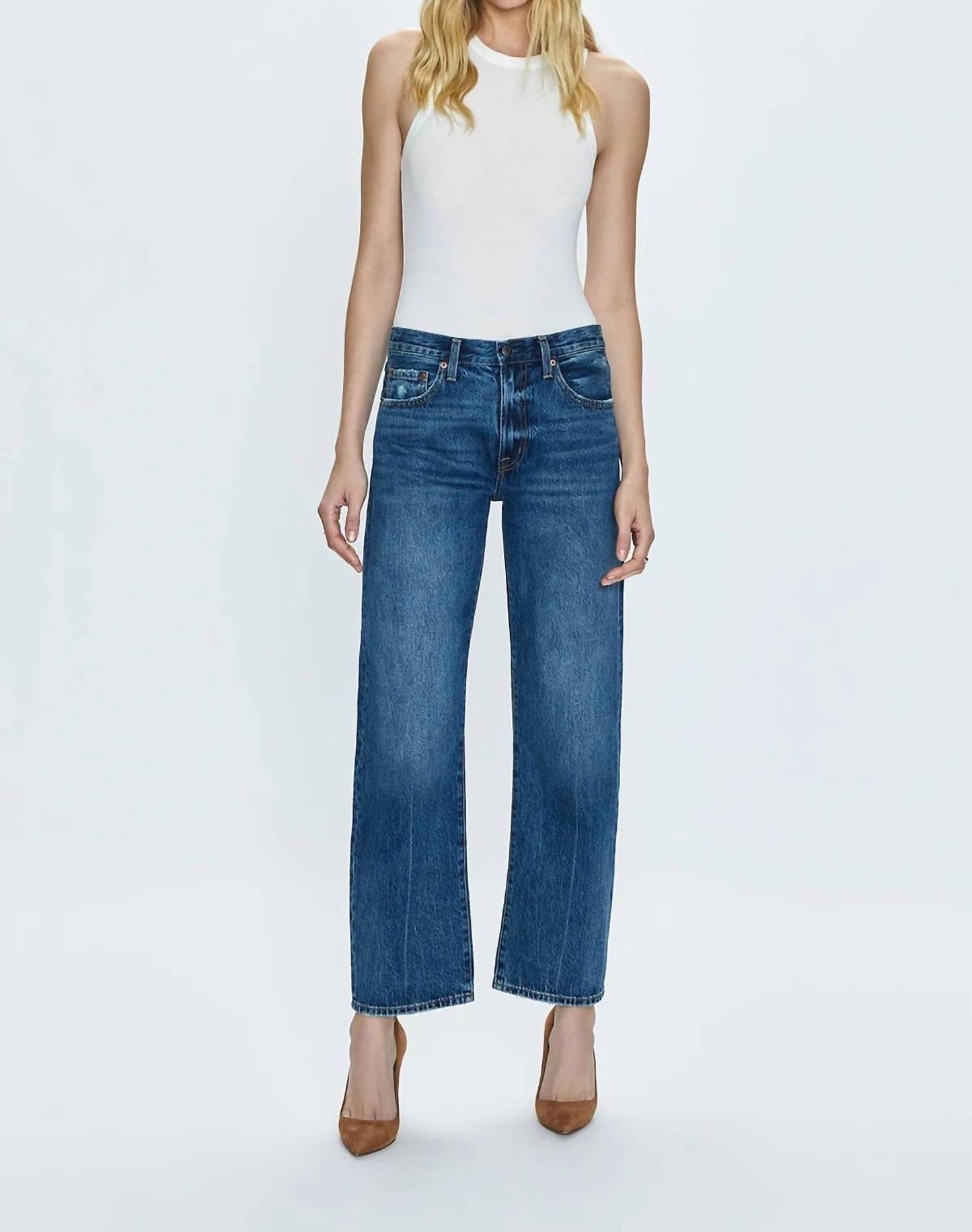 Pistola - Lexi Mid Rise Bowed Straight Jeans