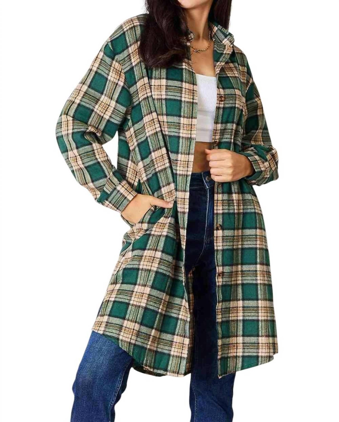 Double Take - Effortlessly Elegant Plaid Collared Shirt
