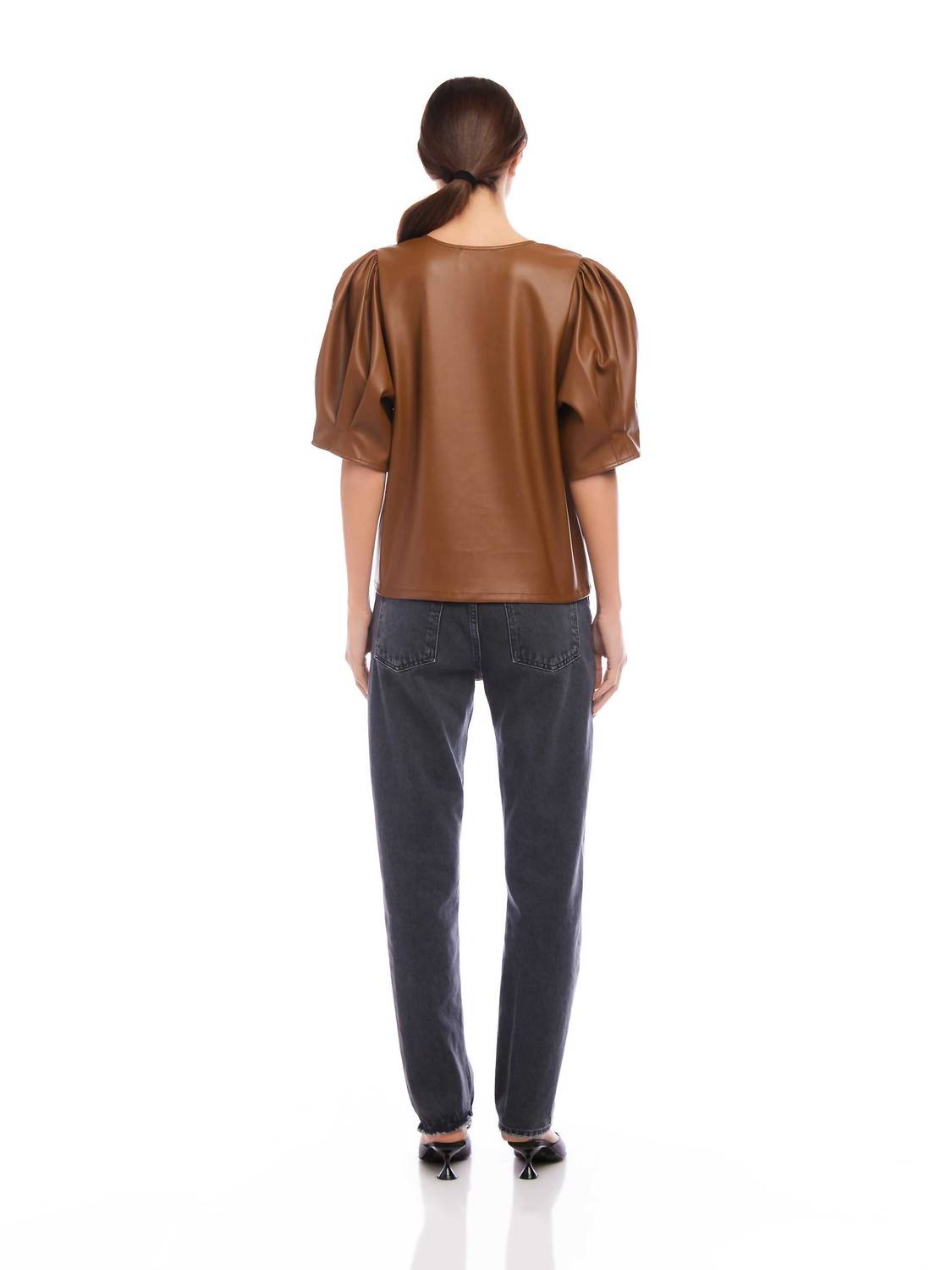 Fifteen Twenty - Poof Faux Leather Blouse