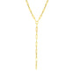 14k Yellow Gold Paperclip Chain Lariat Necklace