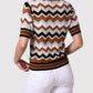 Minnie Rose - Women's Chevron Pointelle Crew Top