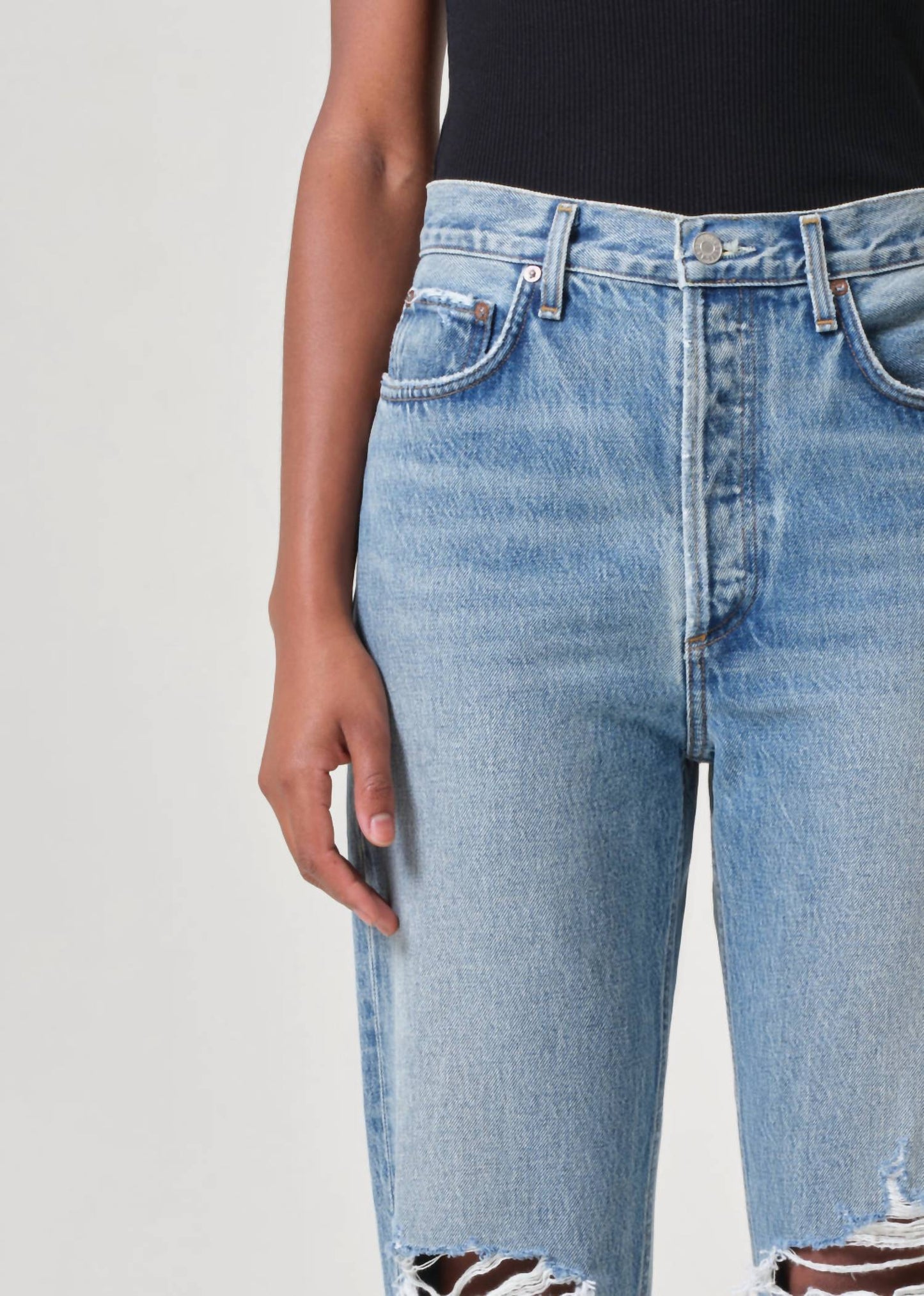 Agolde - '90s Pinch Waist Ripped High Waist Straight Leg Jeans
