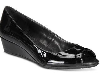 Bandolino Women's Peep Toe Wedge Pump Black Size 5.5 M