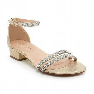 Blossom Footwear - Rhinestone Ankle Strap Low Heel Sandal