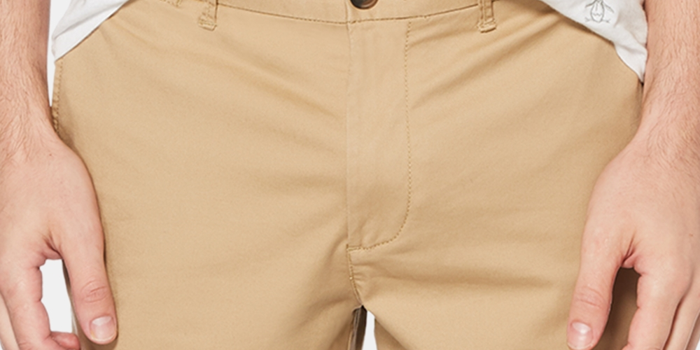 Original Penguin Men's Stretch Cotton Twill Shorts Beige Size 38