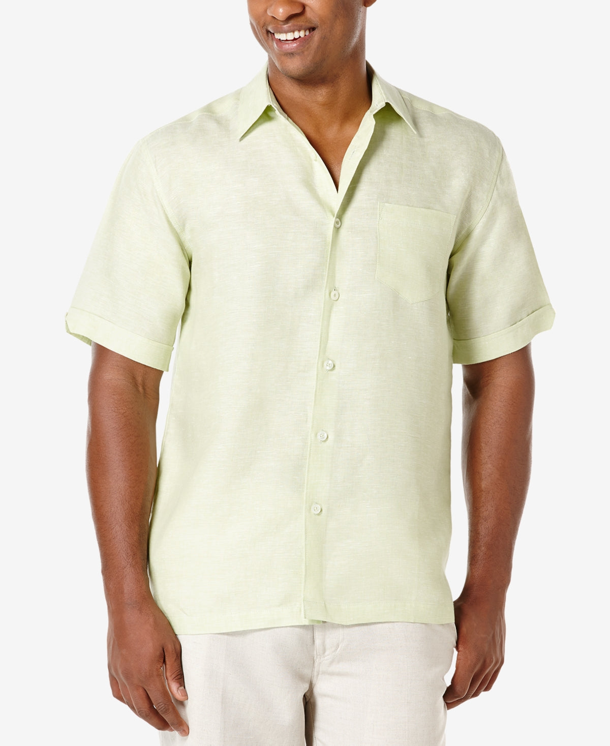 Cubavera Men's Linen Short Sleeve Shirt Green Size XX-Large