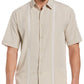 Cubavera Men's Panel Short Sleeve Contrast Stitching Shirt Brown Size Large