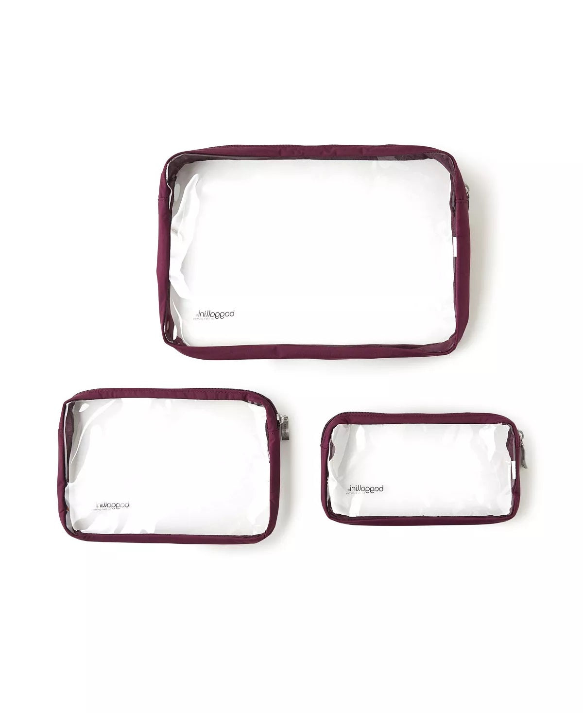 Baggallini Women's Set Of 3 Clear Travel Pouches Purple Size Regular