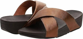 Fitflop - Women's Lulu Cross Slide Sandals Leather Wedge Mule