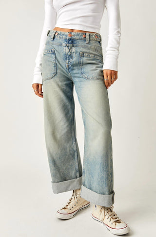 Free People - Palmer Wide-leg Cuffed Jeans