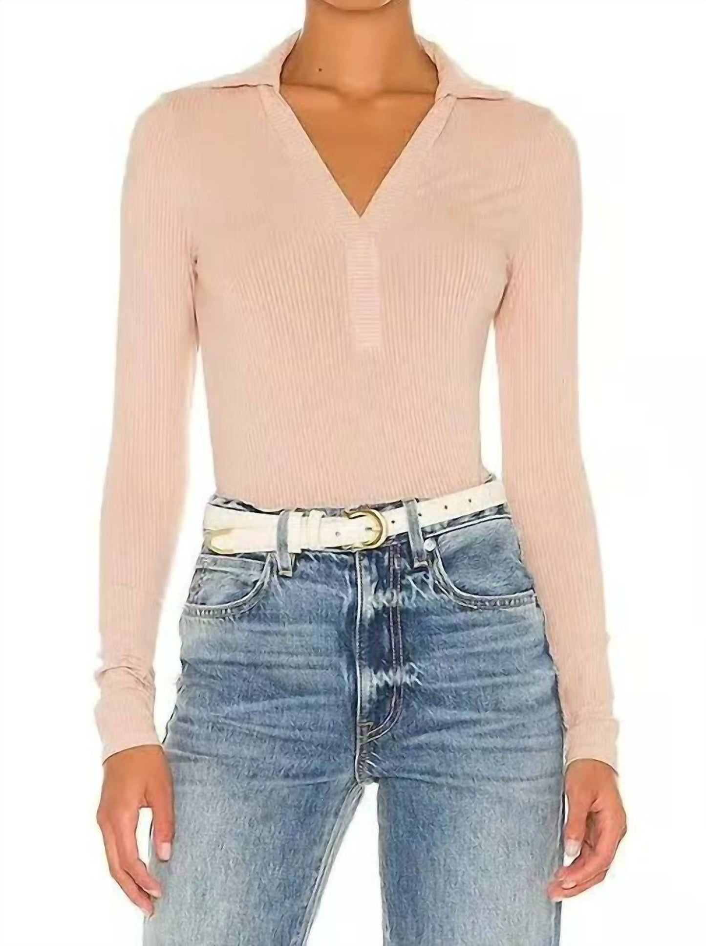 Enza Costa - Rib Long Sleeve Cropped Polo