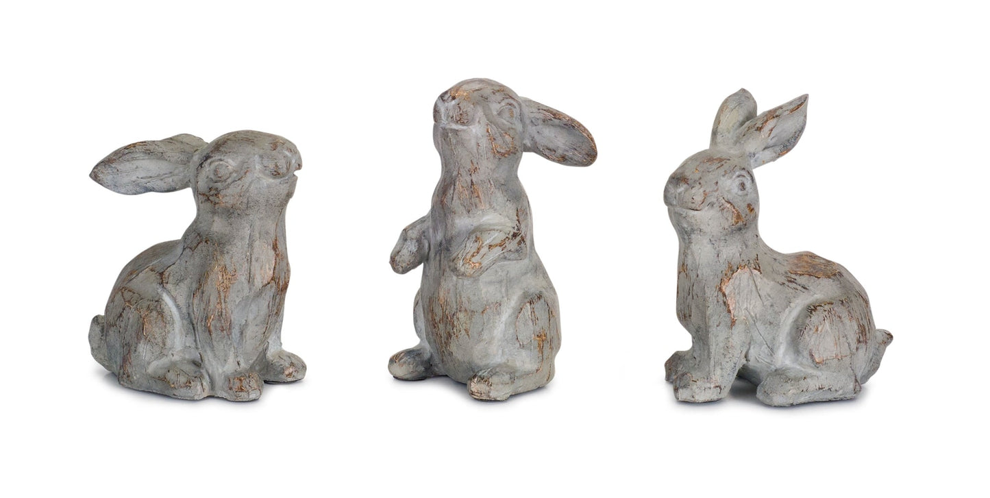 Washed stone garden rabbit figurine (set of 6)