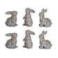 Washed stone garden rabbit figurine (set of 6)