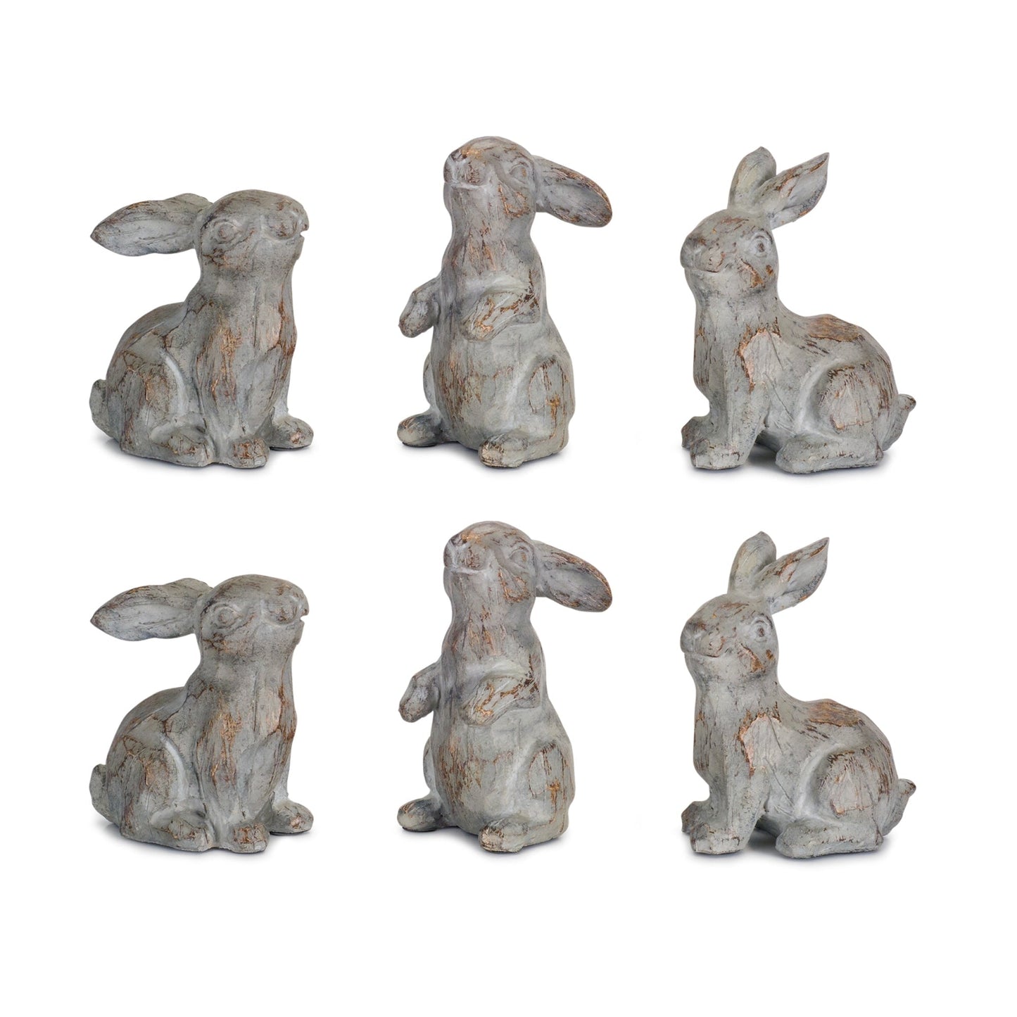 Washed stone garden rabbit figurine (set of 6)