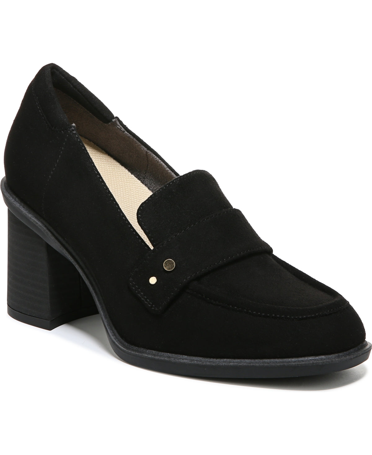 Dr. Scholl's Women's Rumors Block Heel Loafer Black Size 6 M