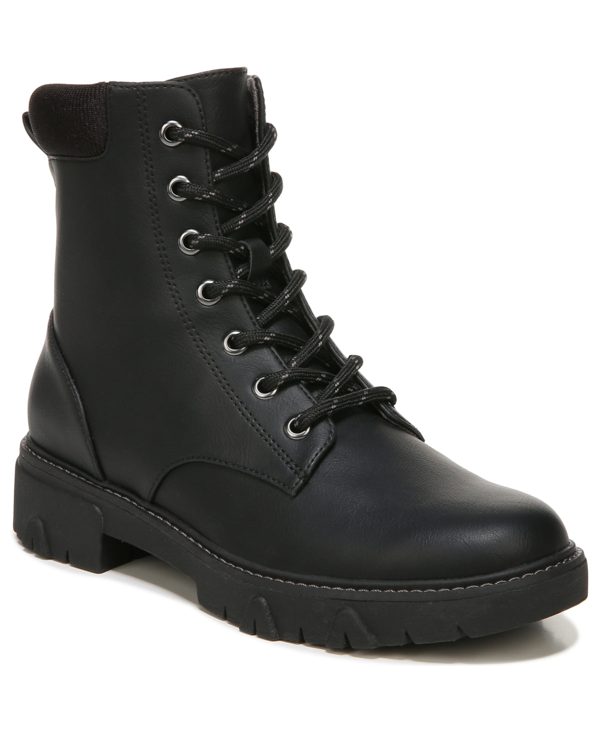 Dr. Scholl's Women's Headstart Lace Up Combat Boot Black Size 7.5 M