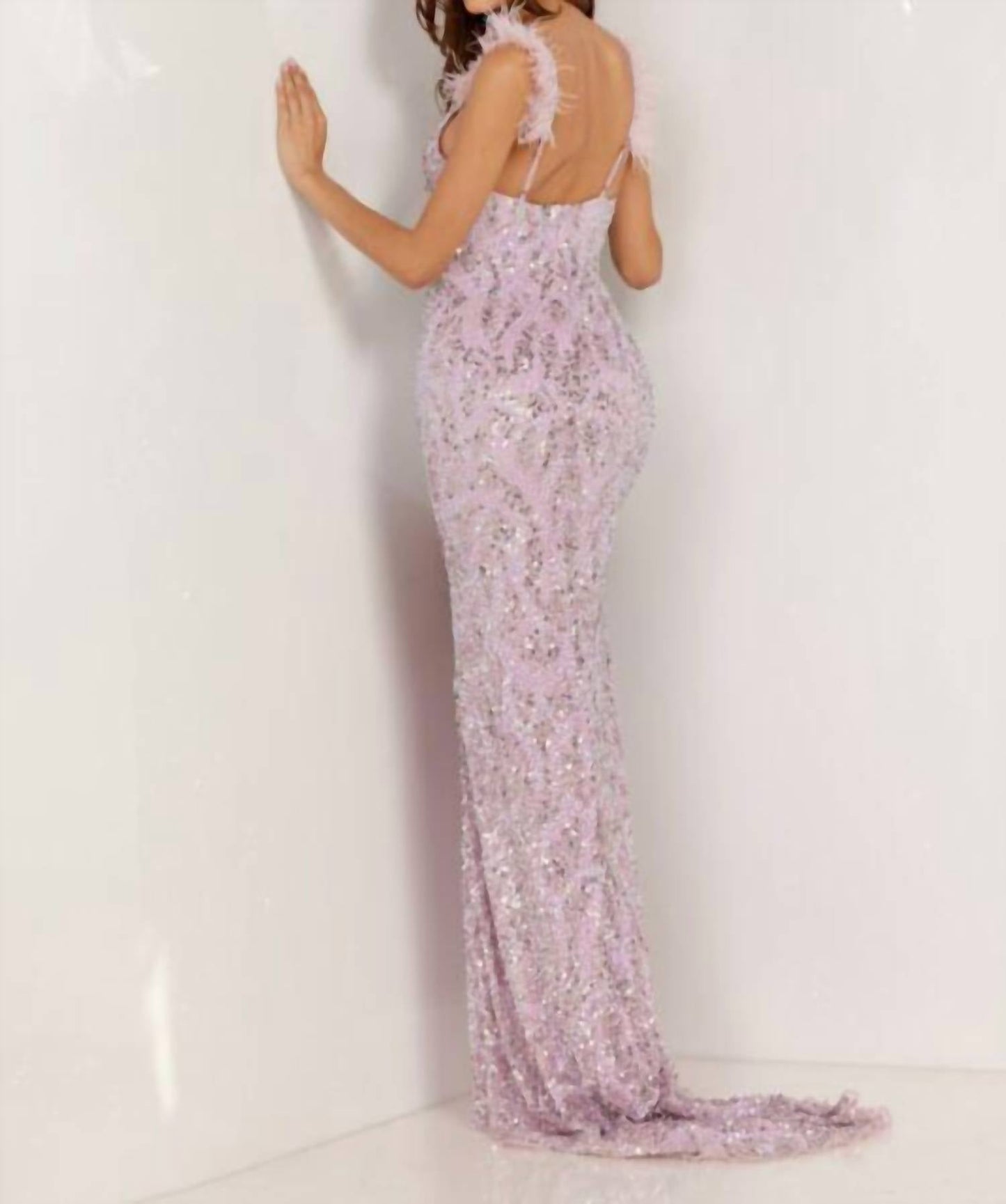 Aleta - Feather Strap Sweetheart Neck Long Gown