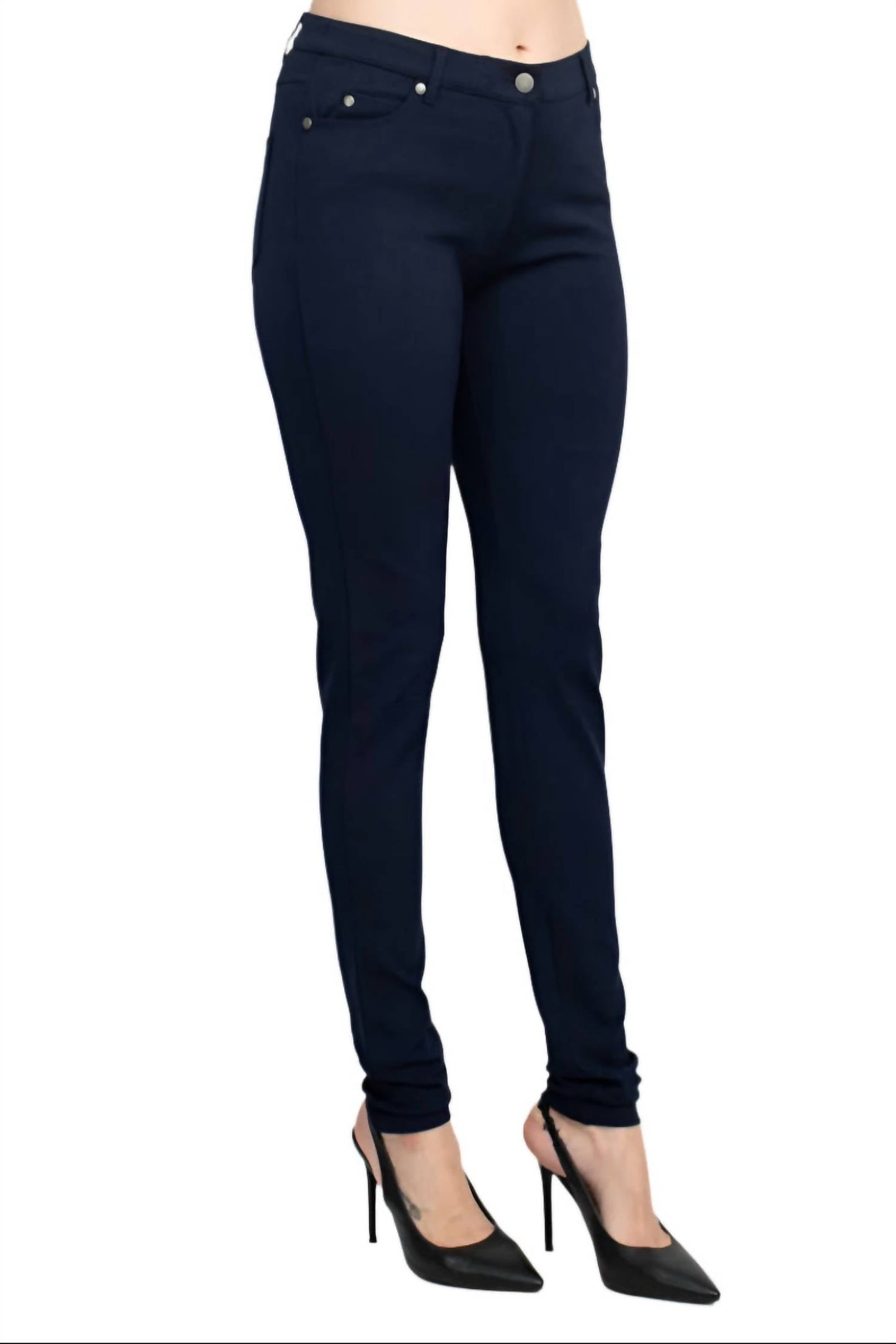 Alberto Makali - Mid Waist Belt Loop 5 Pocket Stretch Crepe Pant