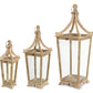 Tapered Wooden Floor Lantern (Set of 3)
